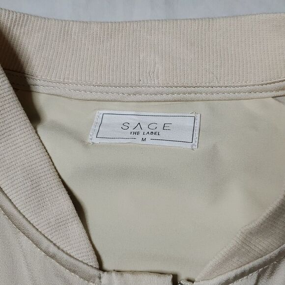 Sage The Label Cream Satin Bomber Jacket - Picture 2 of 7